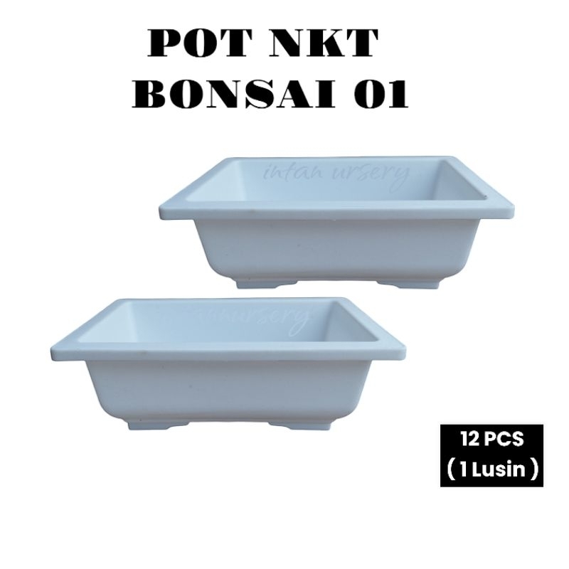 Pot NKT Bonsai 01 Putih ( 12 PCS ) Pot Kotak Bonsai Pot Bonsai Plastik Pot NKT