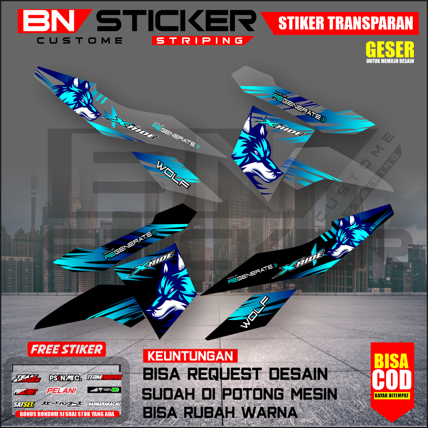 STRIPING YAMAHA X-RIDE 115 MINIMALIS TRANSPARAN VARIASI CUSTOM X-RIDE 115 VARIASI MOTIF SIMPLE RD-3