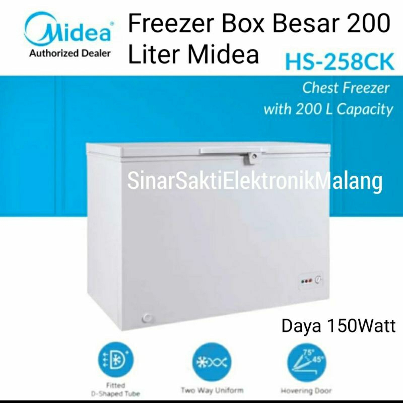Midea Chest Freezer Box 200 Liter Besar 200L HS 258 CK HS258CK Malang Kotak Pembeku Daging Frozen Fo