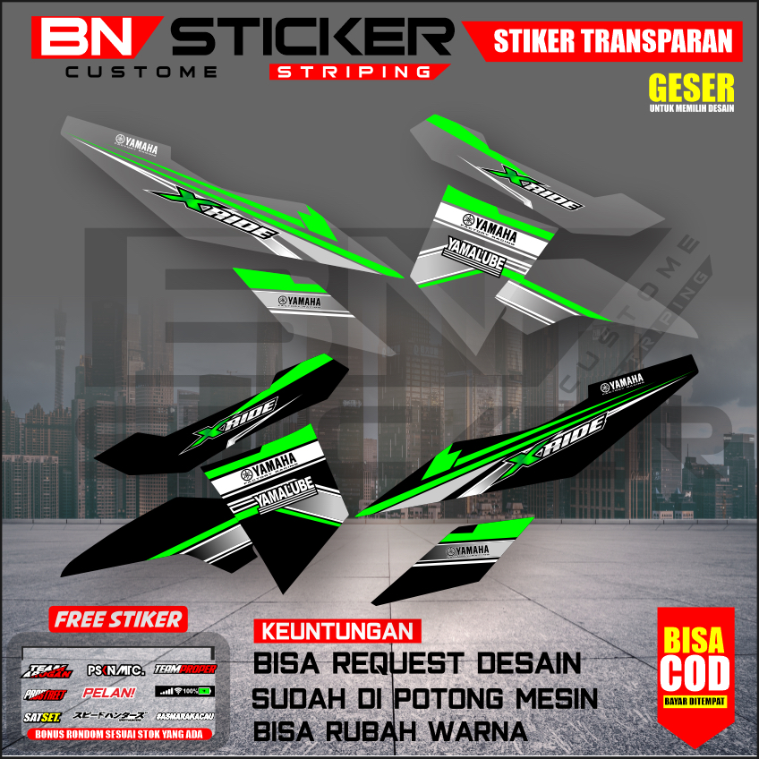 STRIPING YAMAHA X-RIDE 115 MINIMALIS TRANSPARAN VARIASI CUSTOM X-RIDE 115 VARIASI MOTIF SIMPLE RD-0