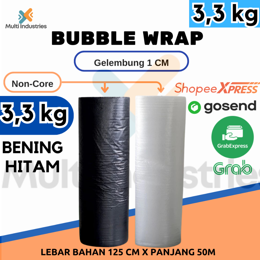 

Plastik Bubble Wrap 3,3 KG | Bening Hitam Grosir Pabrik