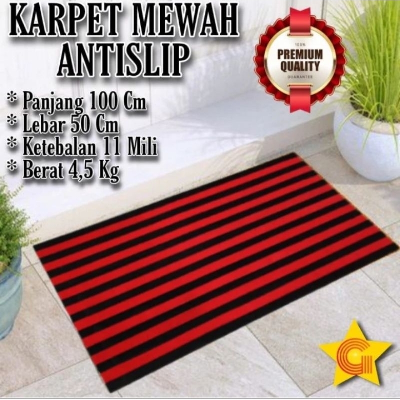 karpet keset karet motif bludru garis mewah 100x50cm 11mm anti slip