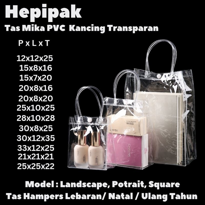 

(10 Pcs) Tas Mika Kancing Transparan 25x10x25 Souvenir Bag Premium