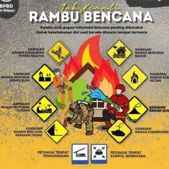 STIKER PENGAMANAN BENCANA TANDA PERINGATAN SIGN  STICKER CUTTING & PRINTING RAMBU SIMBOL ZONA UNTUK 