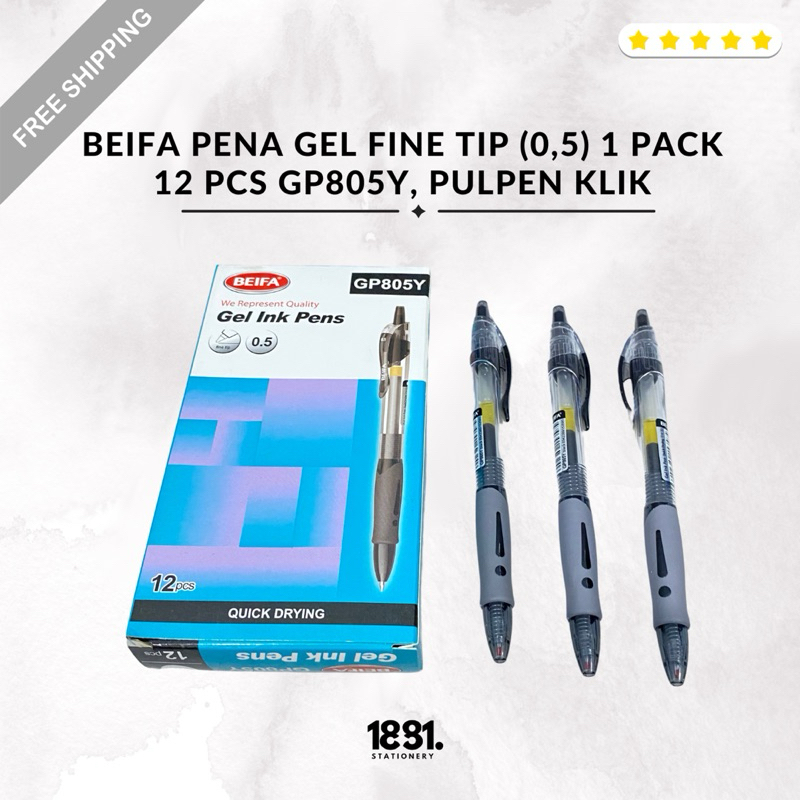 

Beifa Pena Gel Kualitas Top Cepat Kering | Pulpen Click Fine Tip (0,5) | 1 Pack 12