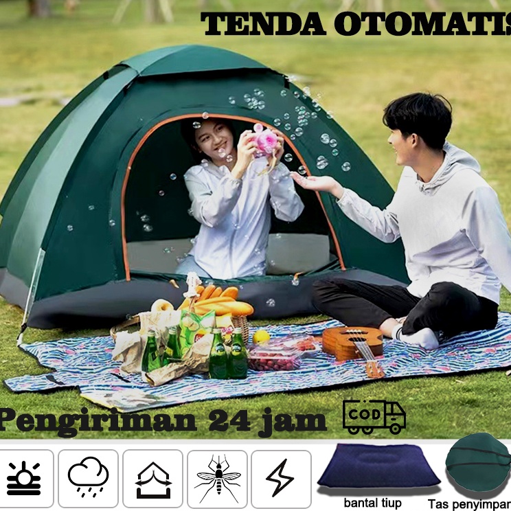 Big Promo  Tenda Camping 22M Kemah Luar Ruangan Anti UV Tahan Air Anti Serangga Tenda 3  4 Orang Ten
