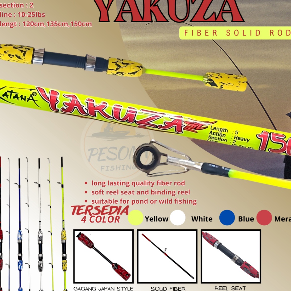 Penjualan Meriah  Joran Pancing KATANA YAKUZA JAPAN STYLE 1215CM Kekuatan 125lbs BAHAN FIBER SOLID