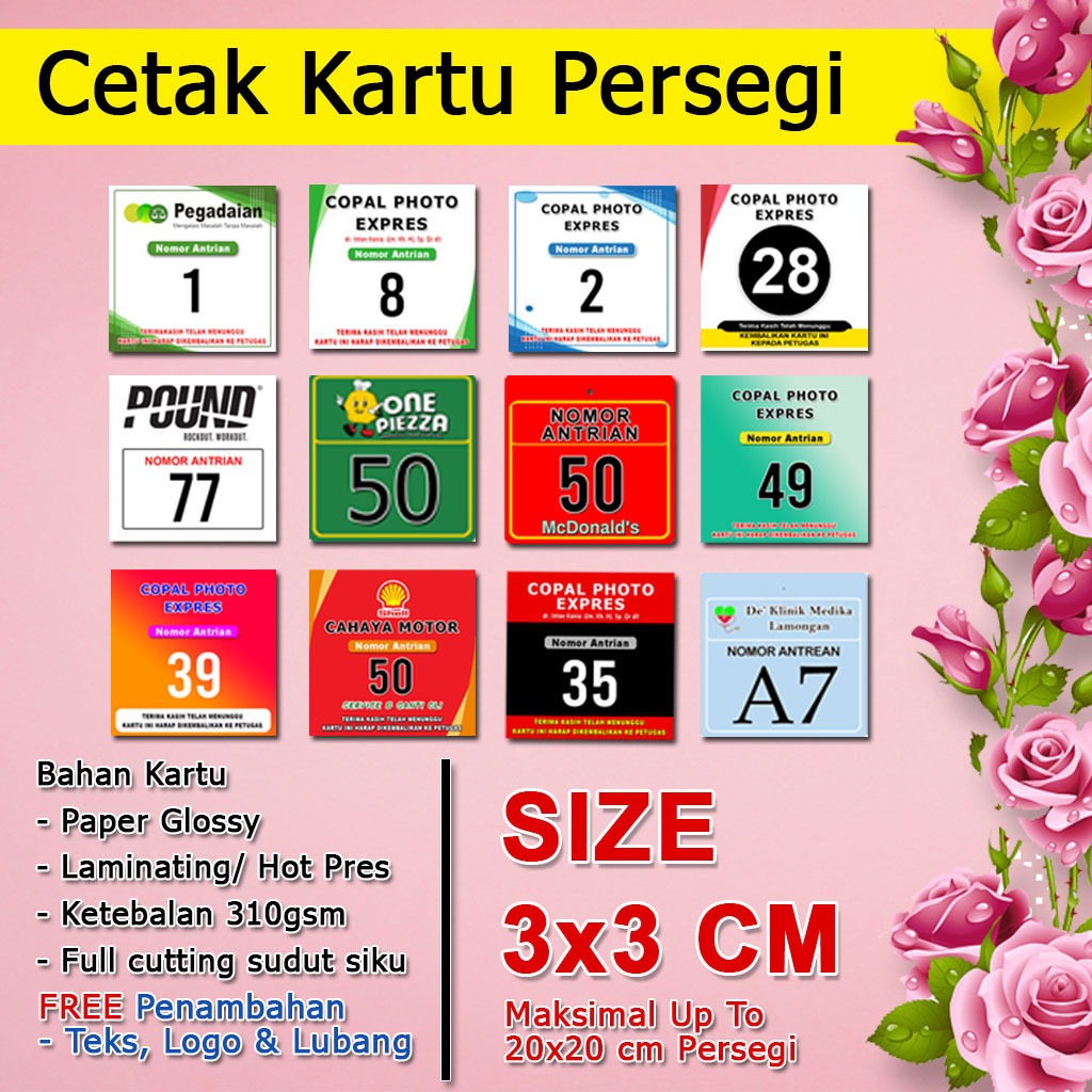 

Nomer antrian bahan Peper Glossy sudah terlaminating warna tajam dan cerah