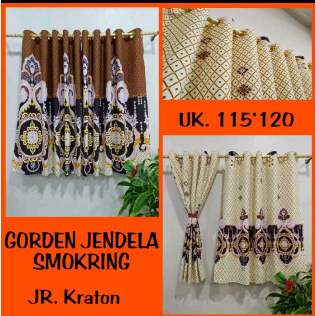 6 pcs Gorden jendela pendek/ gorden kamar ukuran 115x120 10 ring gorden