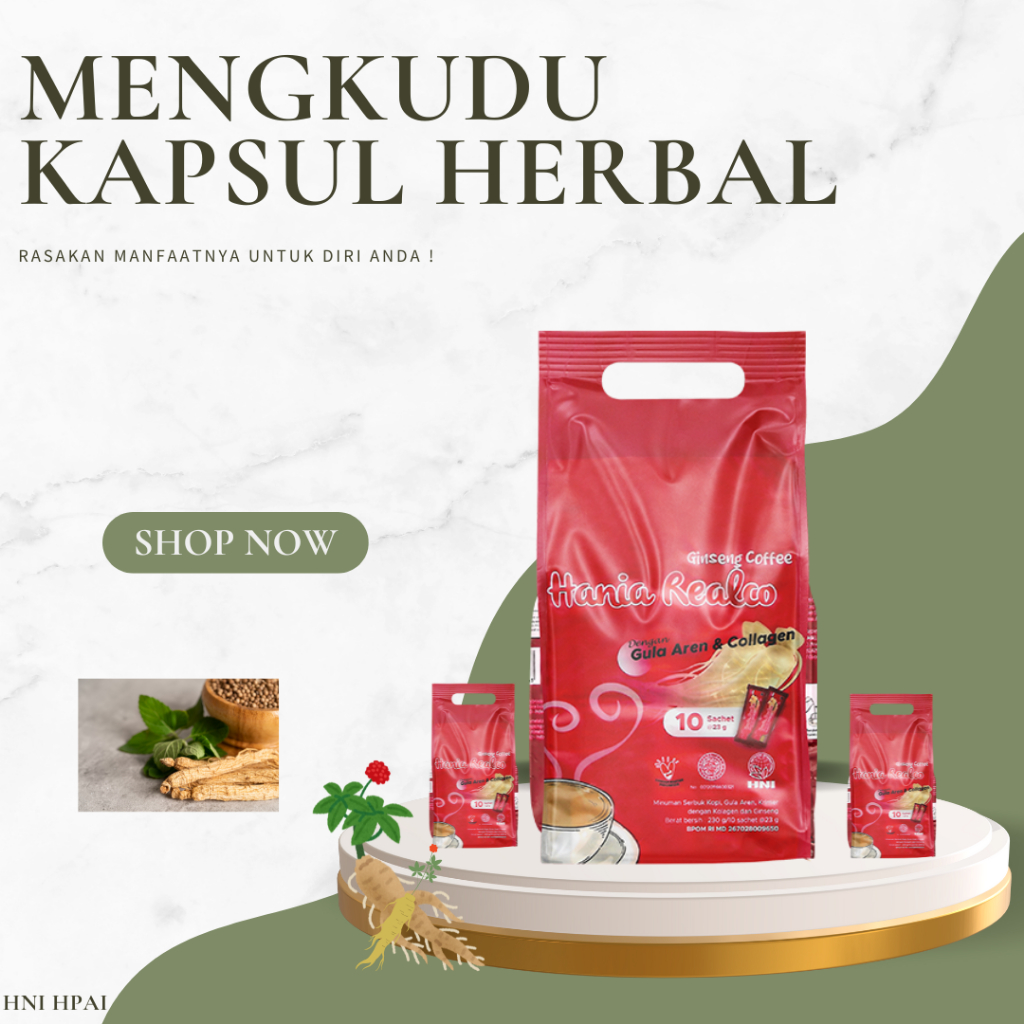 

HANIA COFFEE GINSENG ( Kopi menyehatkan ) Isi 10 sachet ( dapat mencegah penuan dini )