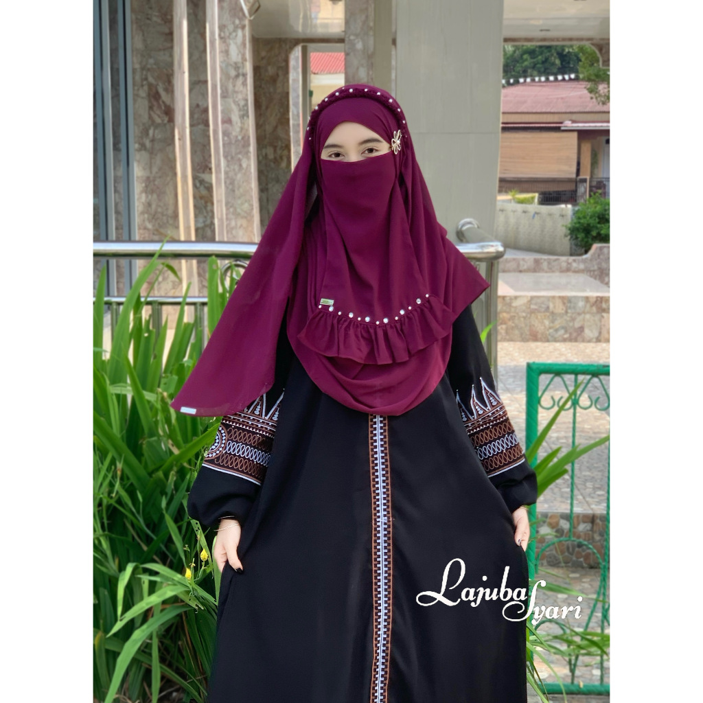 Abaya bordir maryam-abaya mewah kekinian-abaya hitam swaroski- dress hitam kekinian -abaya remaja te