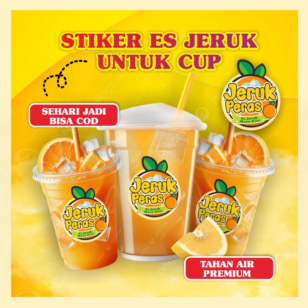 STIKER ES JERUK PERAS ISI 60 PCS READY STOCK / STIKER ES JERUK CUP / LABEL CUP ES JERUK