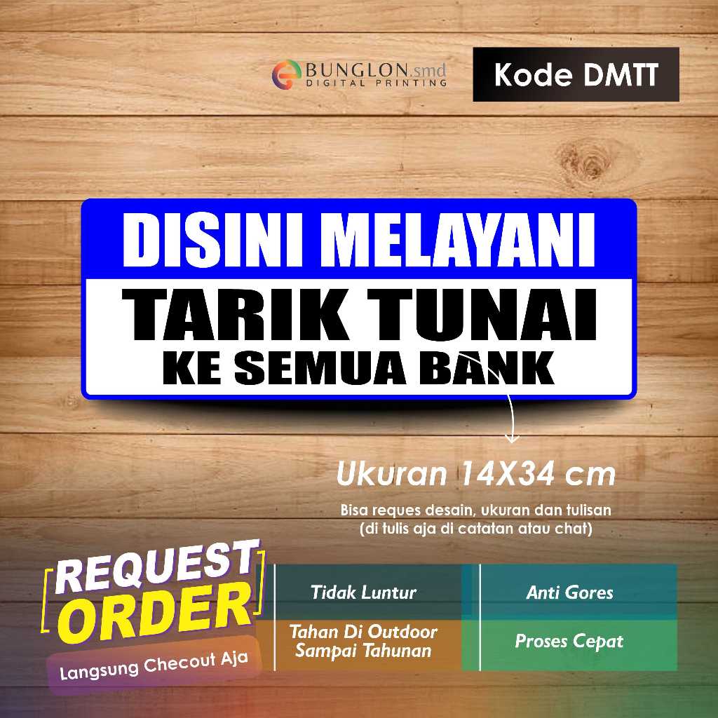 

STIKER MELAYANI TARIK TUNAI + LAMINASI KODE DMTT BIRU TUA