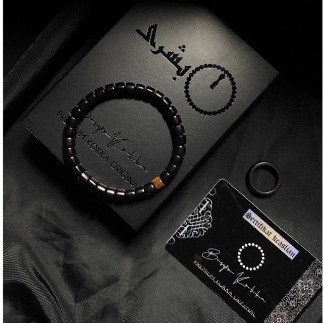 PREMIUM BLACK KOKKA  Gelang Tasbih 33 Marjan Kokka Asli 100%