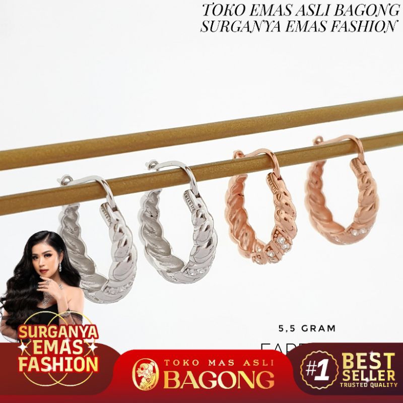ANTING FASHION CROISSANT 17K/750 - ASLI BAGONG GOLD BAGONG EMAS