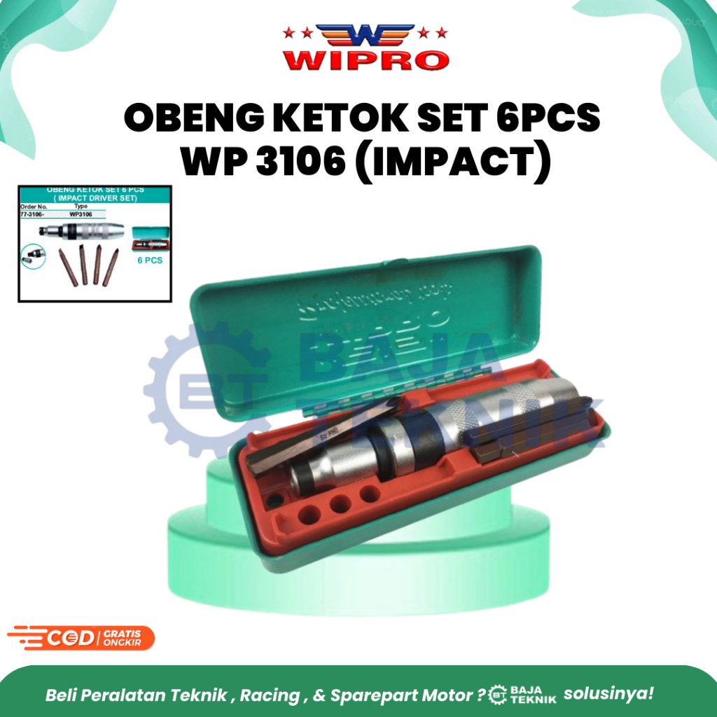 WIPRO OBENG KETOK SET IMPACT 6PCS WP3106 | IMPACT DRIVER SET WP3106