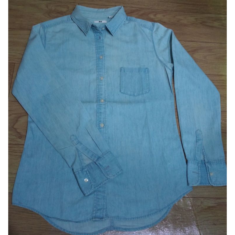 kemeja denim unisex second like new