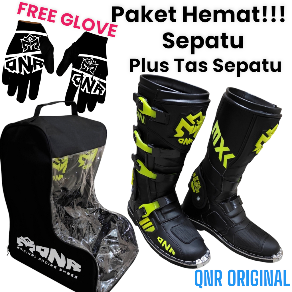 PAKET HEMAT  SEPATU CROSS BLACK FLOU QNR ORIGINAL  PLUS TAS JINGJING SEPATU BONUS SARUNG TANGAN PROD