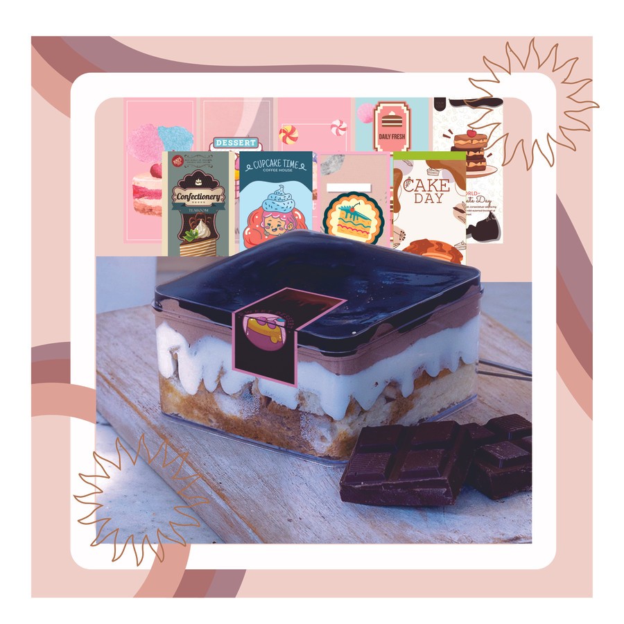 

STICKER SEAL DESSERT BOX / STICKER SEGEL DESSERT BOX / STICKER DESSERT BOX TAHAN AIR PER PCS FREE DESIGN FREE CUTTING