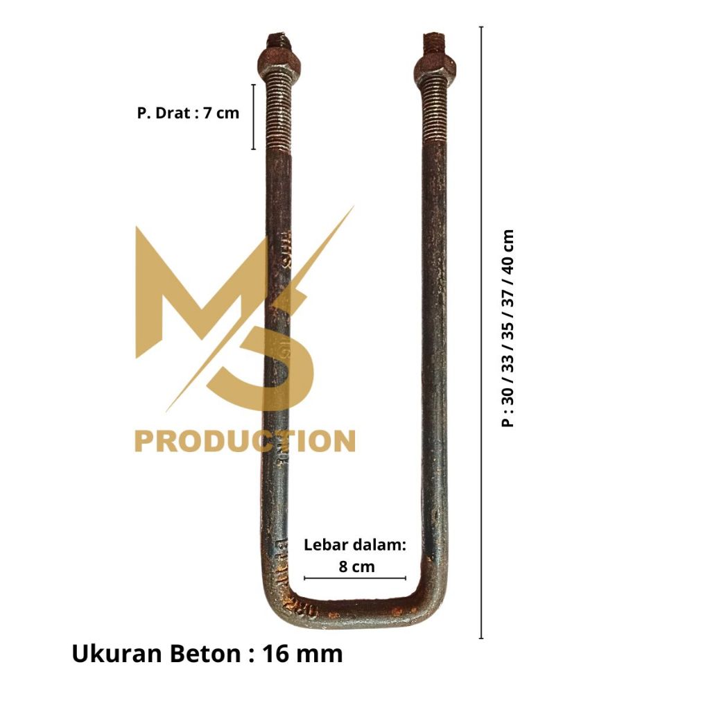 UBolt / Begel Kawel Bak Ukuran Beton 5/8 - Pengunci Sasis Bak Truk