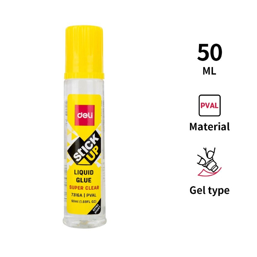 

Deli Liquid Glue / Lem Cair Merekat Kuat tidak berbau bisa di cuci 50 ml E7316A