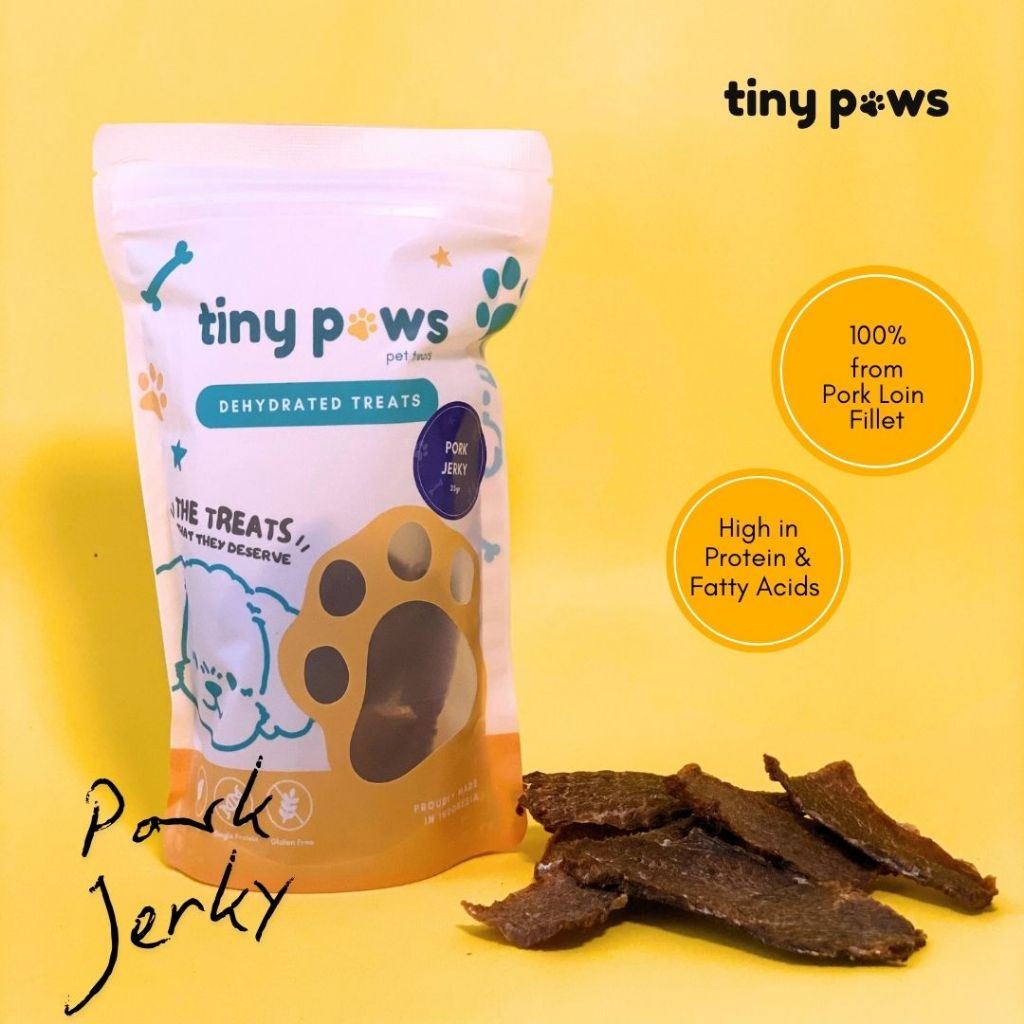 Tiny Paws - Pork Jerky 35gr [Free Sample Treats] Snack Anjing Daging Dendeng Babi Kering Dog Treats 