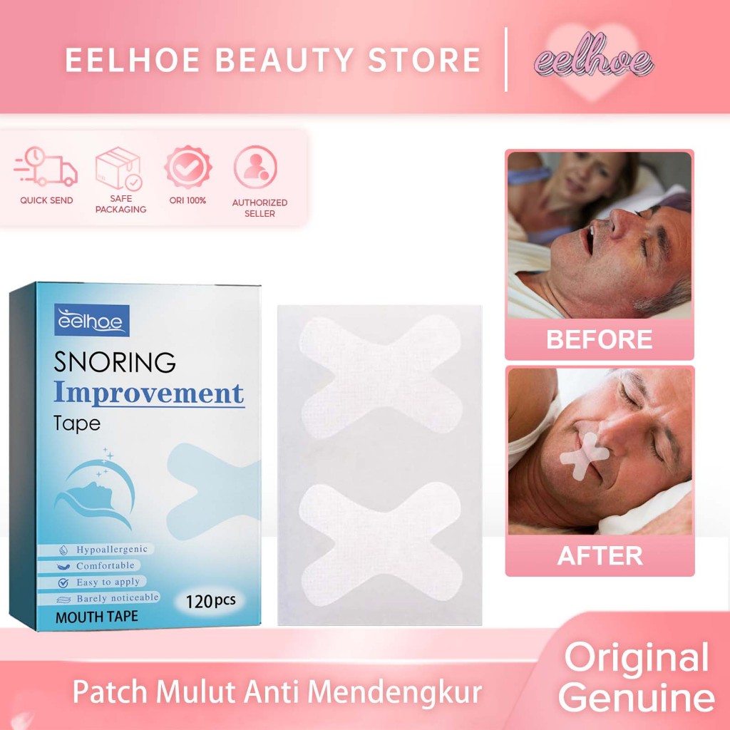 EELHOE Mouth Tape 120pcs Sticker Mulut Anti Ngorok丨Penutup Mulut Saat Tidur丨Anti Ngorok Saat Tidur 丨