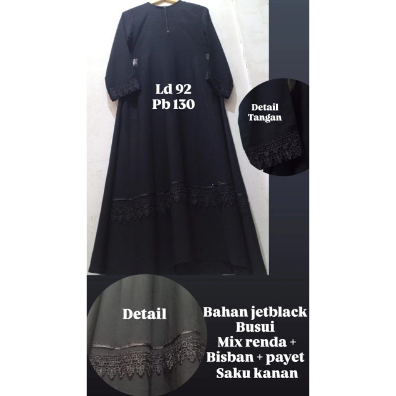preloved gamis jetblack asli temboro