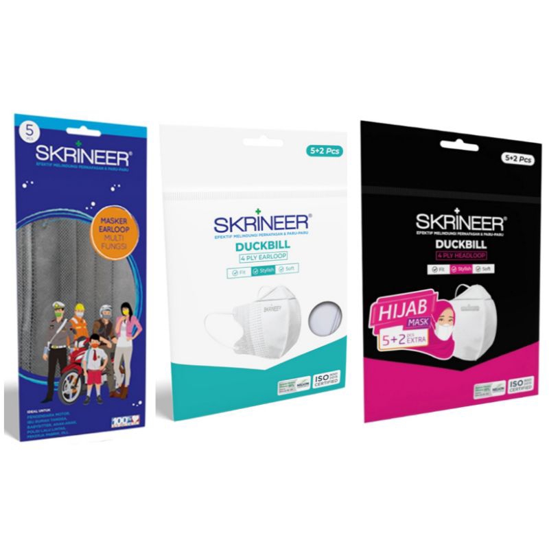 SKRINEER Earloop Headloop masker pelindung duckbill medis