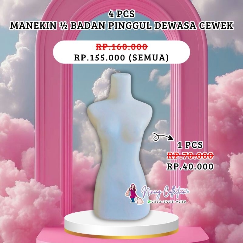 PRELOVED MANEKIN ½ BADAN PINGGUL DEWASA CEWEK (BEKAS SEPERTI BARU)