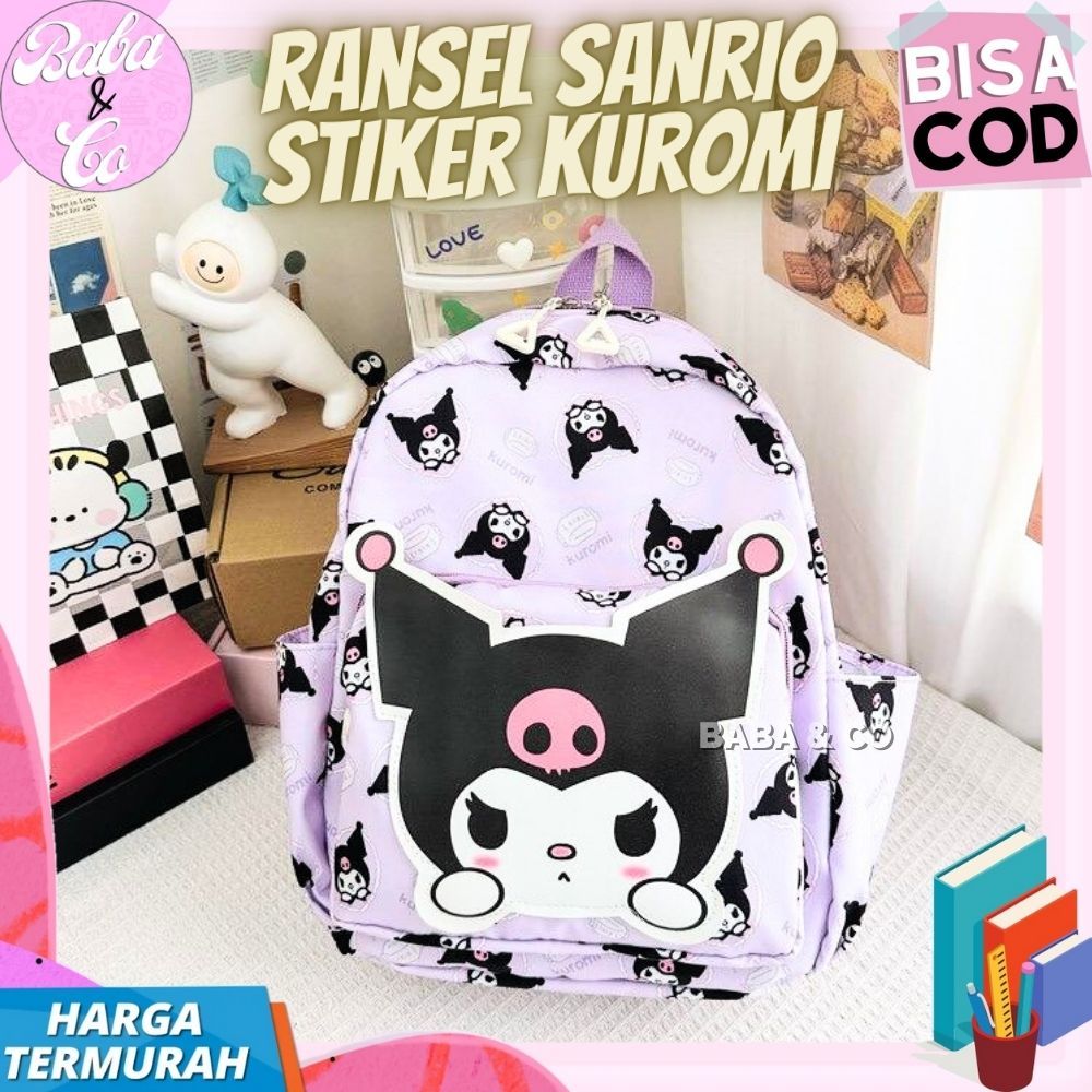 RANSEL KUROMI STIKER SANRIO TAS ANAK LUCU UNIK TAS SANRIO STIKER KUROMI TAS RANSEL SEKOLAH ANAK KURO