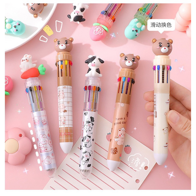 

Pulpen Pena Pen Mekanik 10 Warna Motif Lucu Bear Peach Pen Alat Tulis #t05