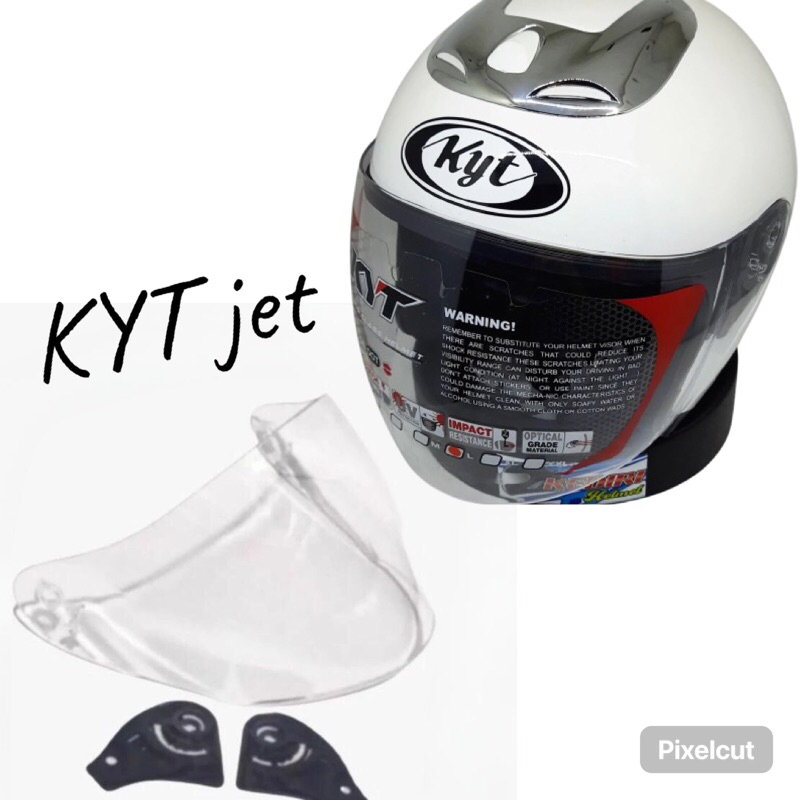 Kaca helm KYT jet plus rachet helm NDR all varian || visor bening smoke silver pelangi