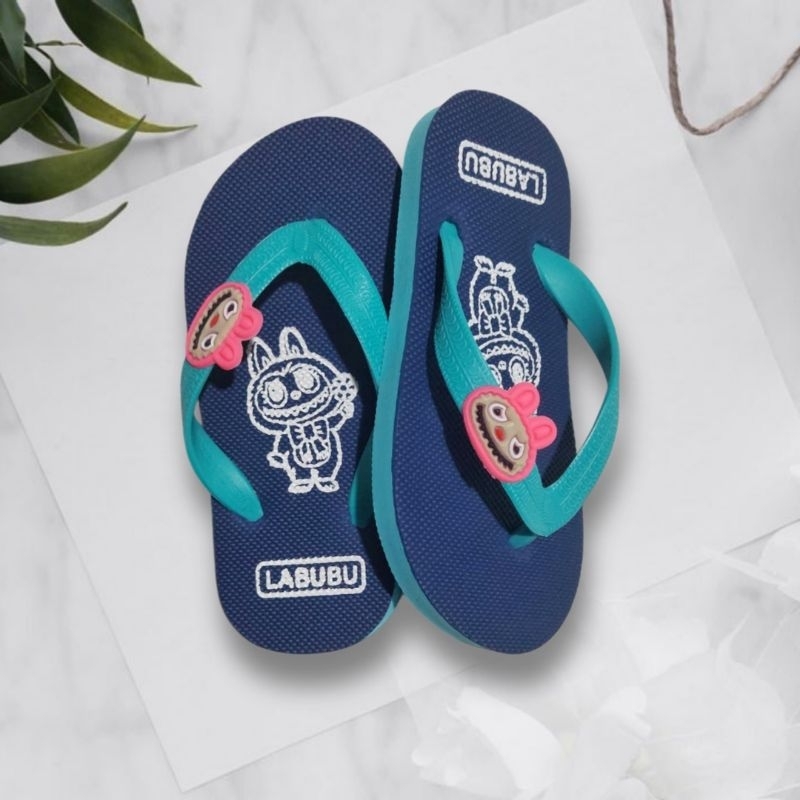 Labubu Sandal Jepit Anak / Sandal Unik / Sandal Lucu / Karet Fillpper