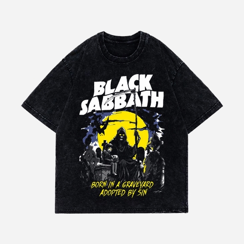 Pinda28 T-Shirt Washed Baju Kaos Tangan Pendek BLACK SABBATH