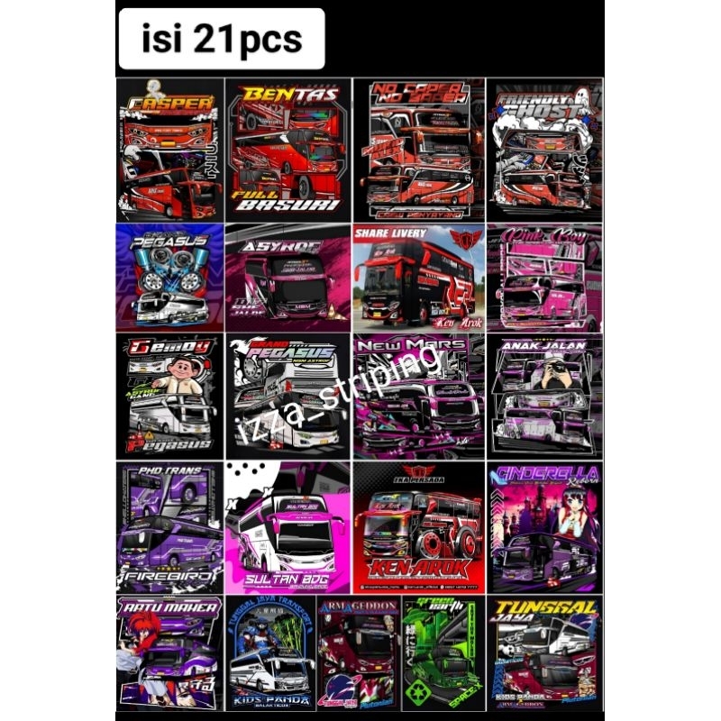 

STIKER BUS BASURI ISI 45 BIJI BAHAN VYNIL(ANTI AIR) | STIKER BUS MANIA | STIKER 1 PACK | STIKER ANTI AIR | STIKER 1 LEMBAR | STIKER VYNIL