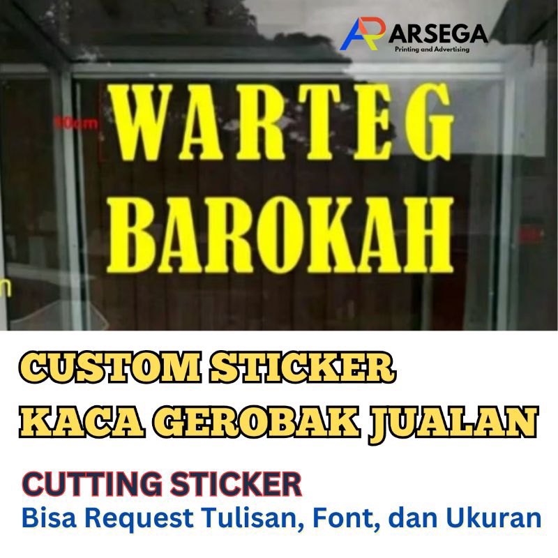 ARSEGA - Custom Cutting Sticker Gerobak Kayu Etalase Jualan Nasi Pecel Soto Rawon Mie Ayam Bebas Kus