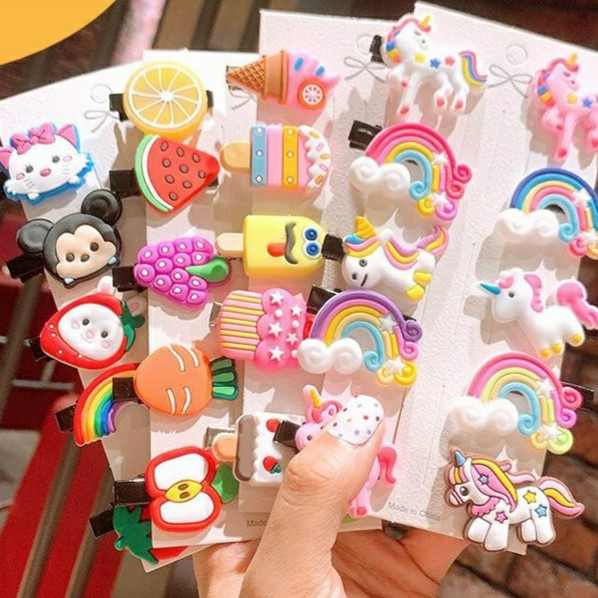 PP Jepit Rambut Anak 10pcs Korean Unicorn Ice Cream Clip Korea Lucu Jepitan Ikat Hair Fashion