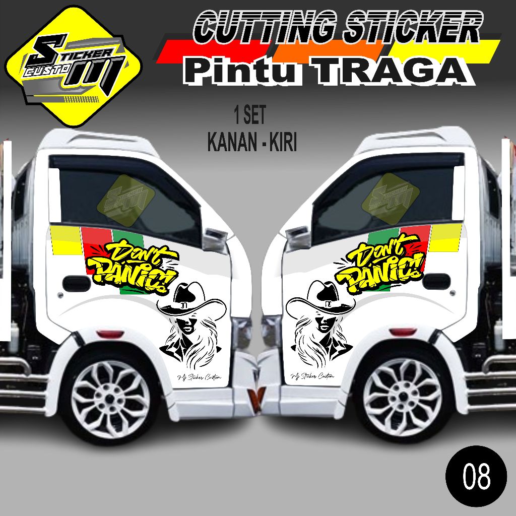 CUTTING STICKER PINTU SAMPING MOBIL PICKUP TRAGA  ,ELF DLL 08