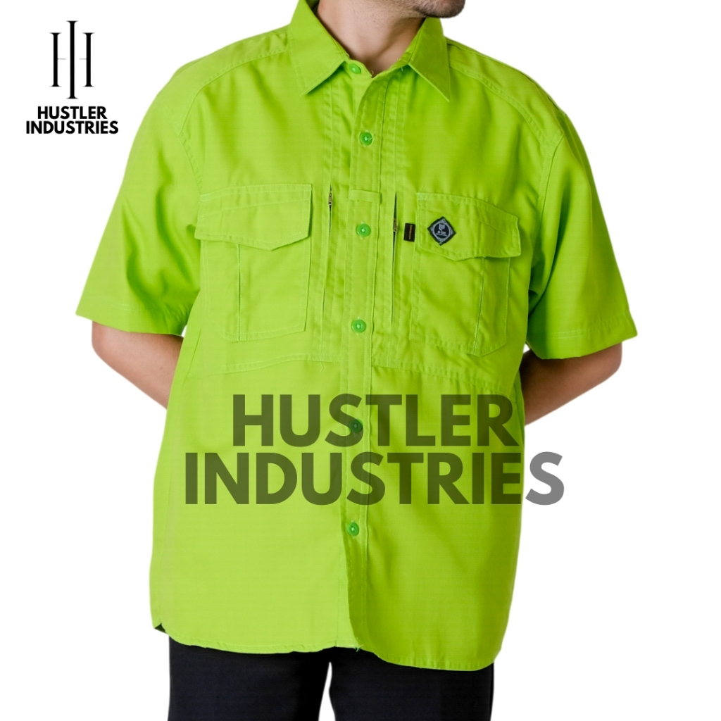 HUSTLER - KEMEJA TAKTIKAL M TAC HIJAU STABILO LENGAN PENDEK TERMURAH