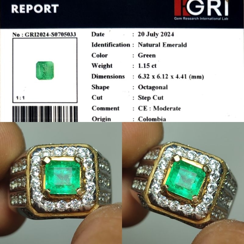 NICE ITEM Natural Emerald Colombia Zamrud Colombia Jamrud Colombia 1.1ct KGL Material Crystall Nice 