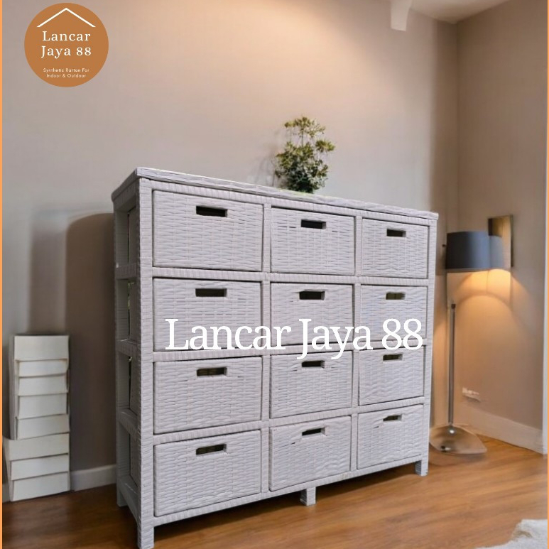 Lemari Rotan Sintetis 12 Laci Keatas