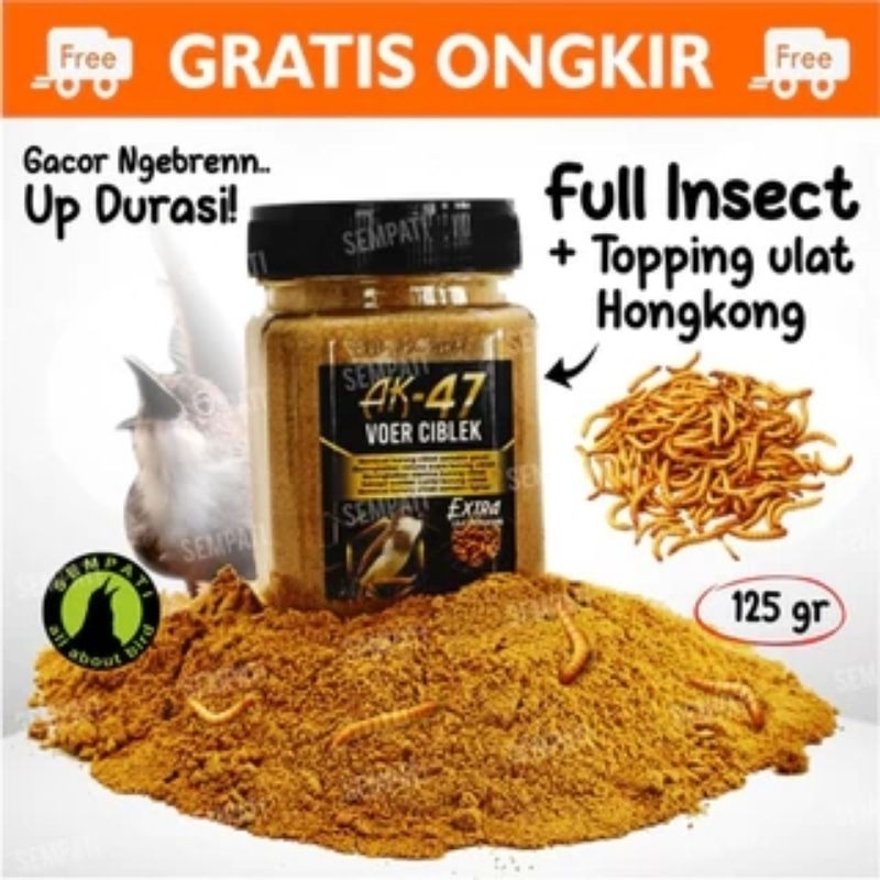SEMPATI AK 47 VOER CIBLEK 125gr EXTRA ULAT HONGKONG PAKAN VOER PUR BURUNG CIBLEK KRISTAL SAWAH JAWA 