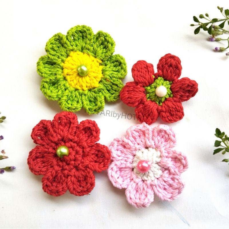 Bros Rajut|Bros Rajut bunga Handmade||Bros Hijab Rajut||Bros Kerudung Handmade||Crochet||Pin hijab |