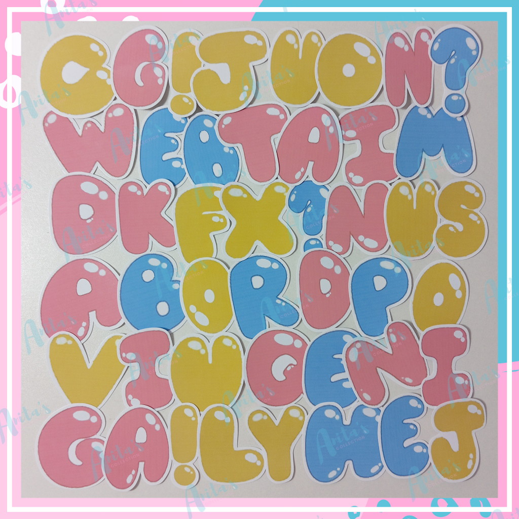 

45 pc STIKER TEMA ALPHABET BESAR | STICKER HURUF | STIKER GLOSSY | STICKER TUMBLR , HP , LAPTOP , LUCU , AESTHETIC