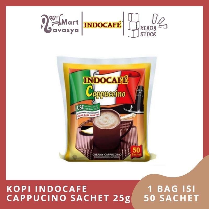 

KOPI INDOCAFE CAPPUCINO 25g - BAG ISI 50 SACHET - KOTA BANDUNG - LAVASYA MART