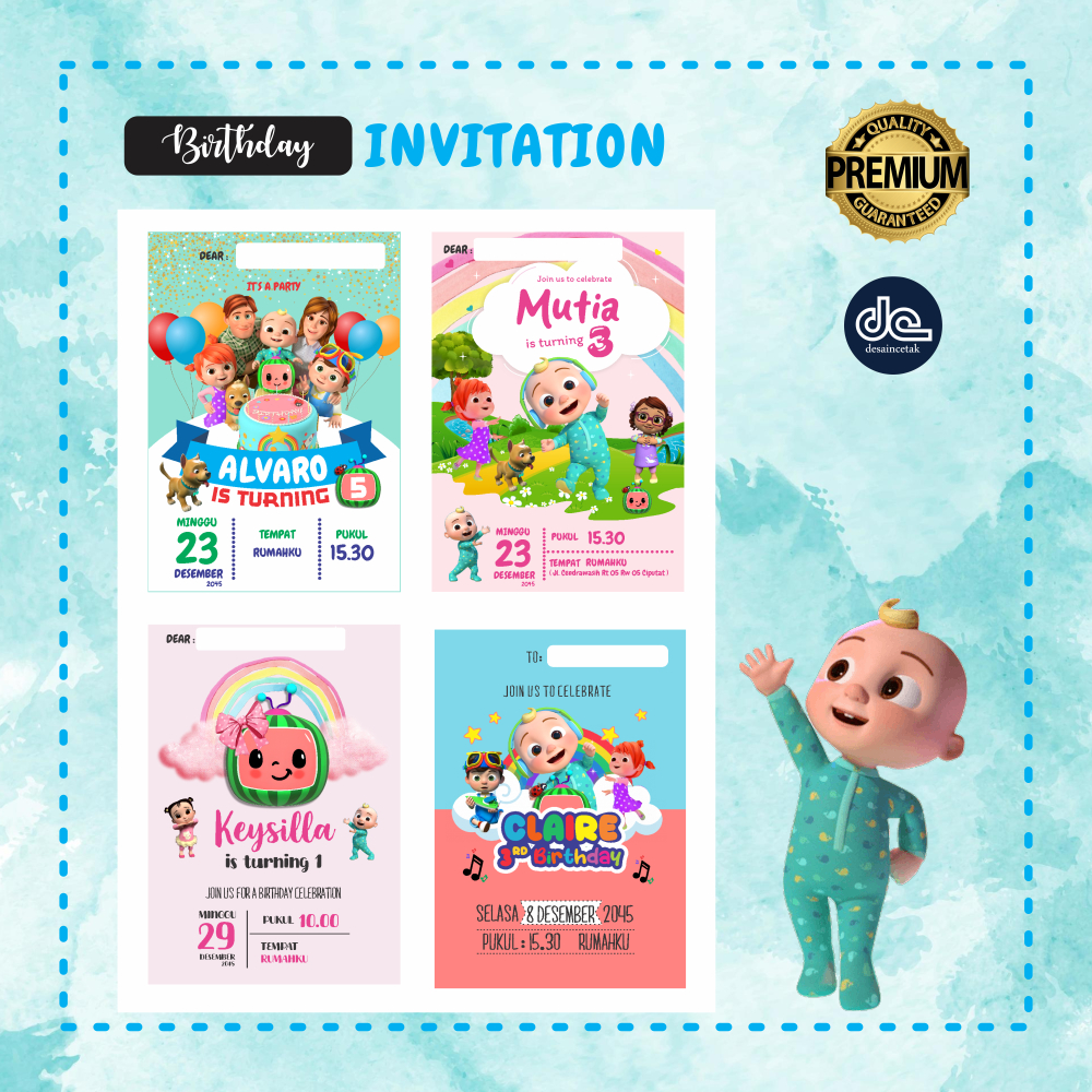 Undangan ulang tahun anak custom cocomelon