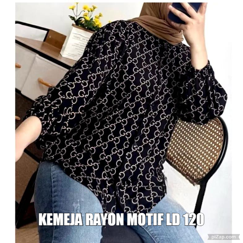 Kemeja wanita rayon premium motif Jumbo LD 120 / kemeja wanita casual rayon busui friendly terbaru