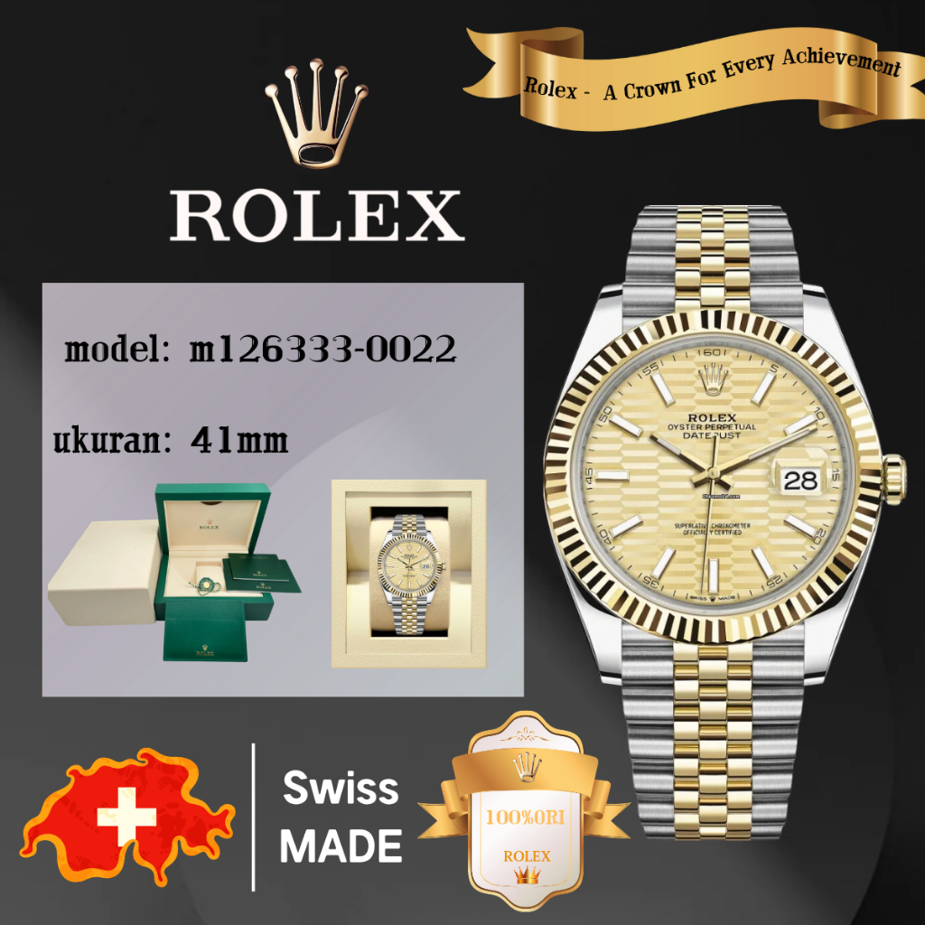 【✅100% ASLI】GMT ROLEX Jam Tangan Pria Rolex Datejust m126333-0022 41mm Automatic Water Resistant Ori