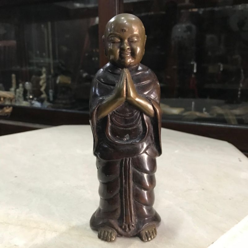 Patung Ukir Buddha Berdiri Perunggu Lawas Tua